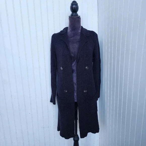 Sugar Rain Black Button Front Long  Cardigan Sweater Soft Acrylic Sz L - Picture 1 of 11